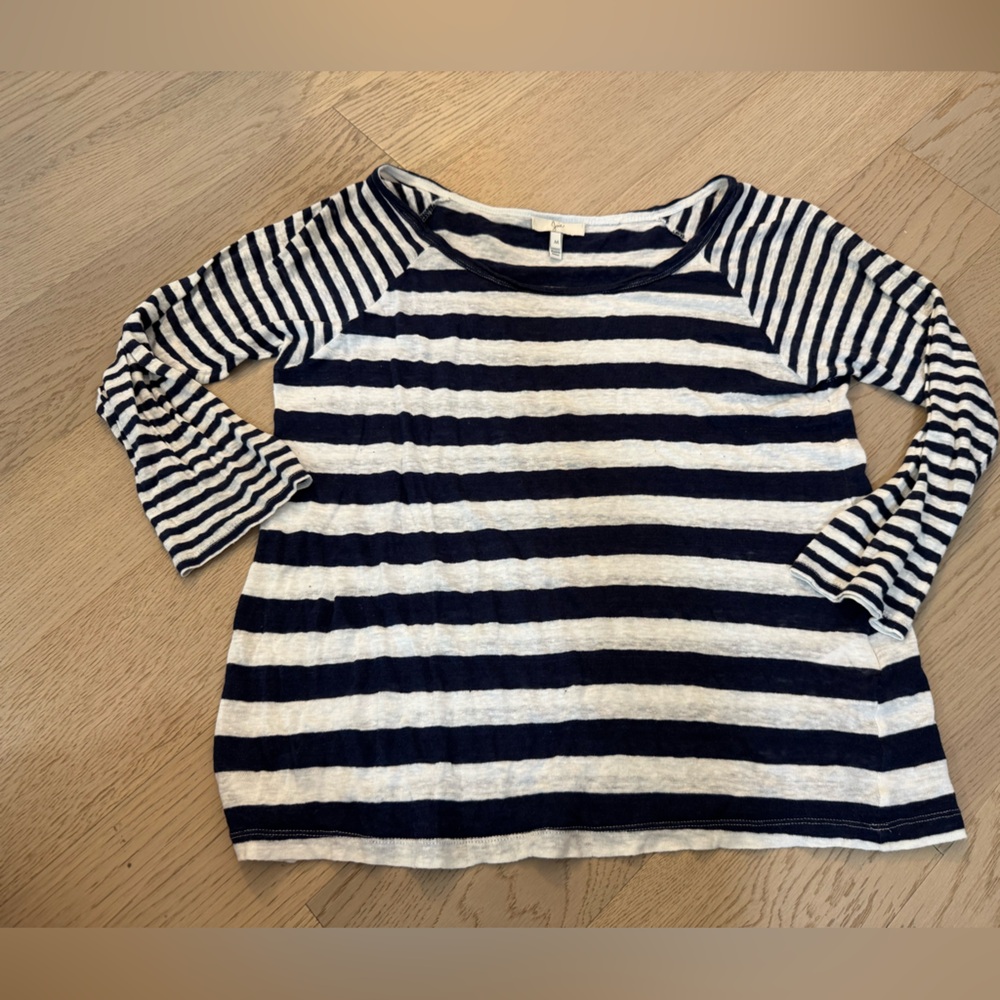 Joie Women’s Size Medium 100% Linen Striped 3/4 Sleeve Shirt